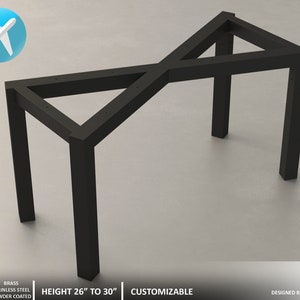 Steel Table Base, 28"H x 24"W x 52” Metal  Dining Table Base, KIRIM Table Base, Height 26” - 30”