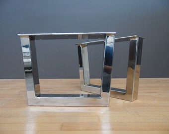 Modern Bench Legs , 12" Trapezoid Form Coffee Table Legs | Stainless Steel | Customizable Height 11" - 15" Set(2) | DIY |
