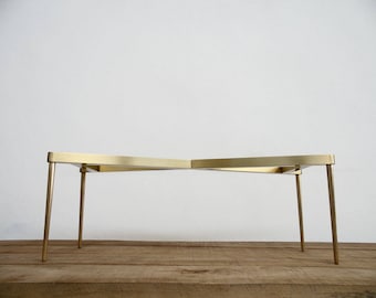 Base per tavolino da caffè in ottone, 40,6 cm (altezza) x 40,6 cm (larghezza) x 107 cm (lunghezza), Base per tavolino da caffè/lettino BITLIS