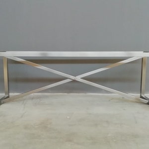 Base de mesa de comedor de acero cromado / 183 cm de largo x 71 cm de alto / Base en cruz para tableros de vidrio, mármol y madera / Base de mesa de metal moderna