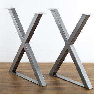 Modern X-Shaped Metal Table Legs – Handmade Steel Dining Table Base | Set of 2