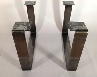 Metal Bench Legs ,15&quot; X 21&quot;  Coffee Table Legs Flat Steel, Height 12&quot; To 16&quot; Set(2)