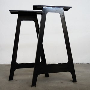 Flat Steel Bar Table Legs , Bar Height A-Frame Table Legs, Height 36" - 40" Set(2) Matte Clear Coated