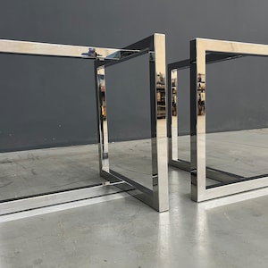 Stainless Steel (304 )HIGH QUALITY -Heavy Duty  Dining Table Base | 28&quot; X 28&quot; X 26&quot; T-Look Table Legs| Set of  (2) Legs (Height 26&quot; -30” )