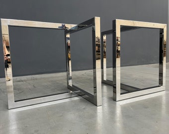 Stainless Steel T-Look Dining Table Legs (Set of 2) – Polished or Brushed Finish -  28" X 28" X 28" - Set of 2