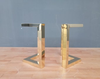 20” H x 16" W  Bracket Brass Table Legs, Height 18”-23” Set(2)