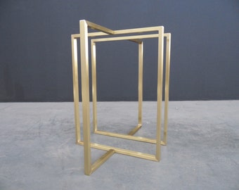 Brass T-Look Dining Table Legs – 28” H x 23” W x 11” | Minimalist | Custom Height 26”–30” | Set of 2 – Handcrafted by BALASAGUN