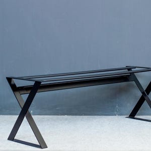 Mesa larga / Base de comedor de acero plano con estructura en X de 71 cm, base de acero resistente de Balasagun
