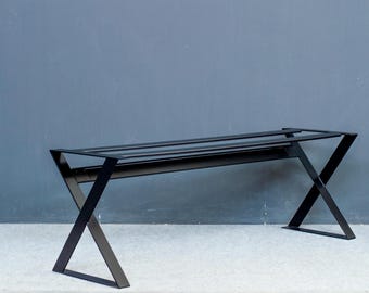 Mesa larga / Base de comedor de acero plano con estructura en X de 71 cm, base de acero resistente de Balasagun