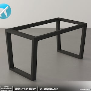 Metal Table Base , Dining Table Base , 28" H X 28" W x 52" L Trapezoid Frame Table Base