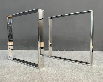 Wide Flat Stainless Steel Table Legs – 28" Height, 28" Width | Custom Height 26"–30" | Brushed or Polished Finish | BALASAGUN