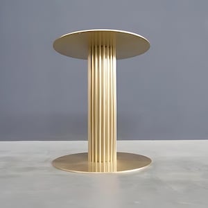DIZDAR Brass Dining Table Base – 28” Solid Column for Round Marble or Glass Tops | Handcrafted Flueted Luxury by Balasagun