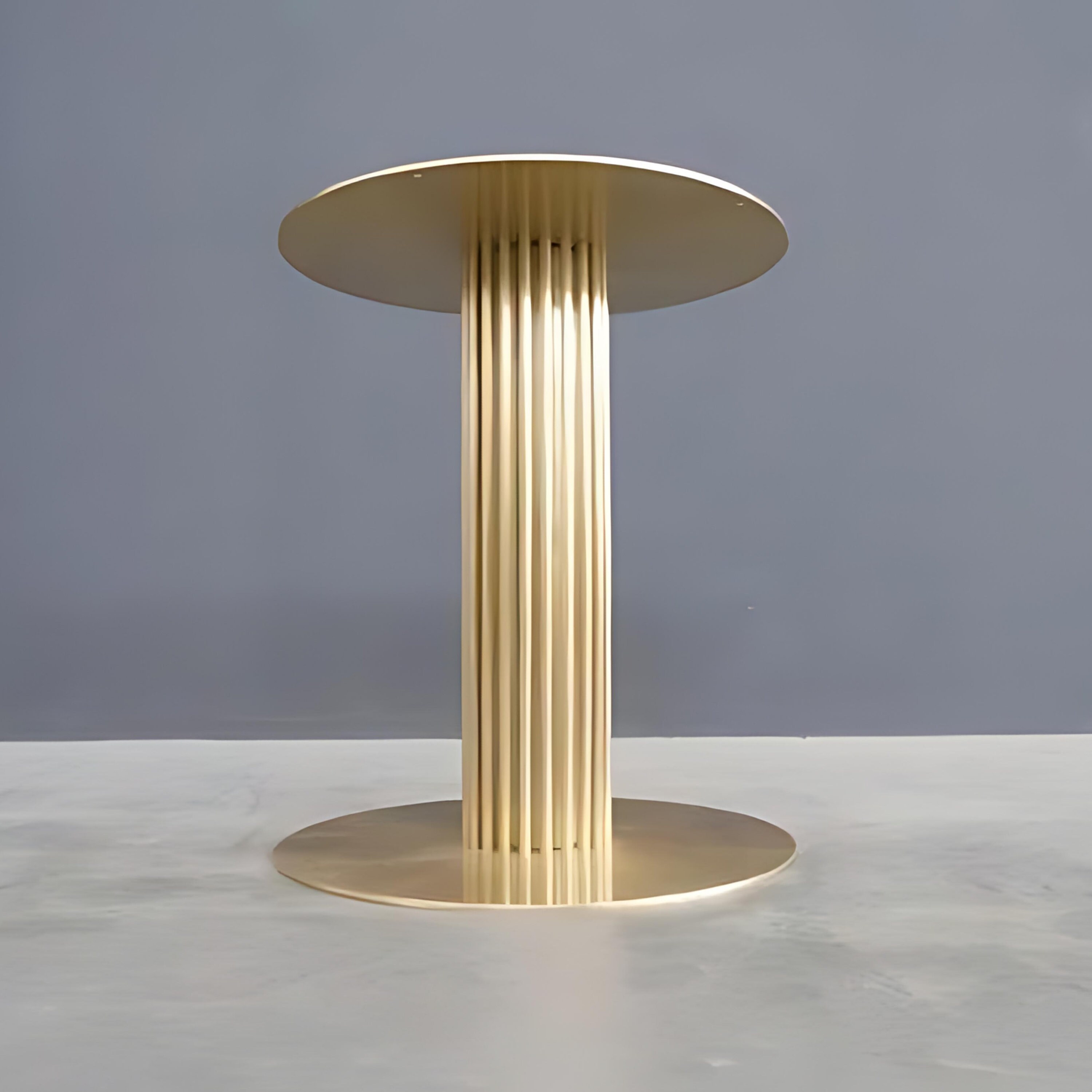 DIZDAR Brass Dining Table Base – 28” Solid Column for Round Marble or Glass Tops | Handcrafted Flueted Luxury by Balasagun