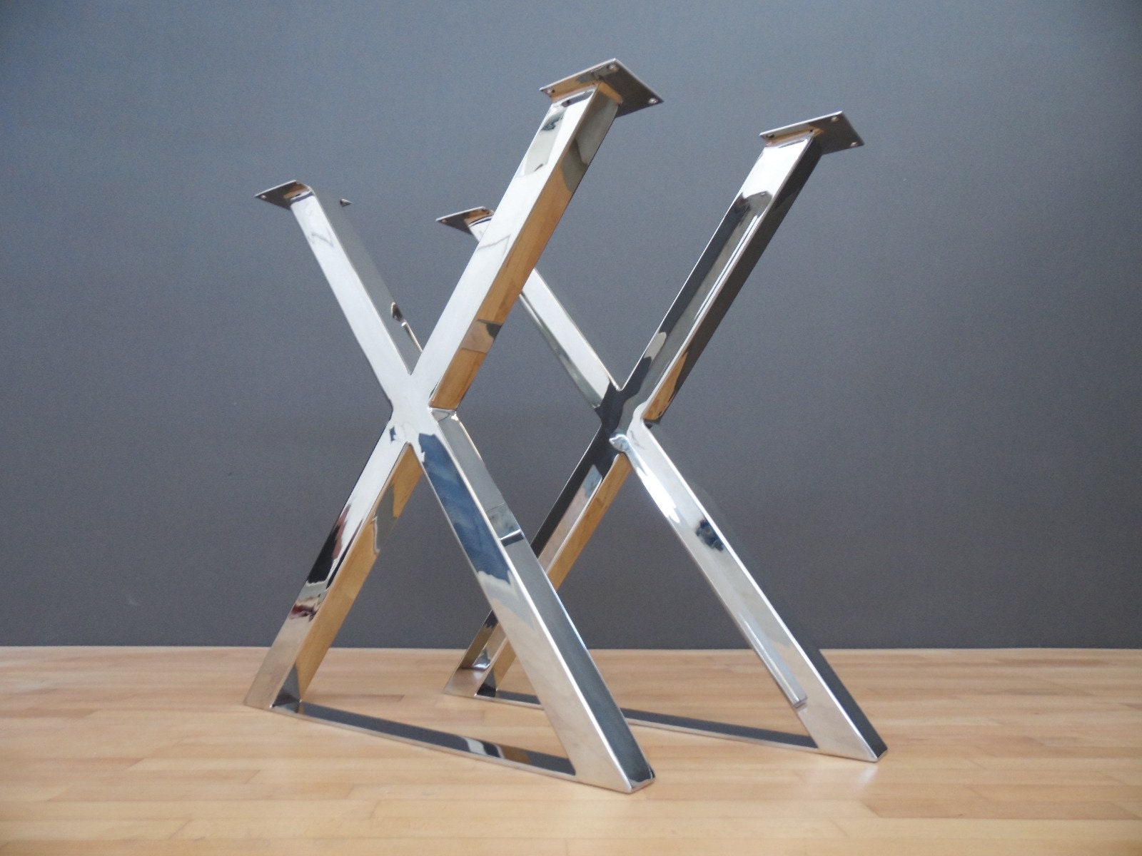 Brushed steel cheap table legs