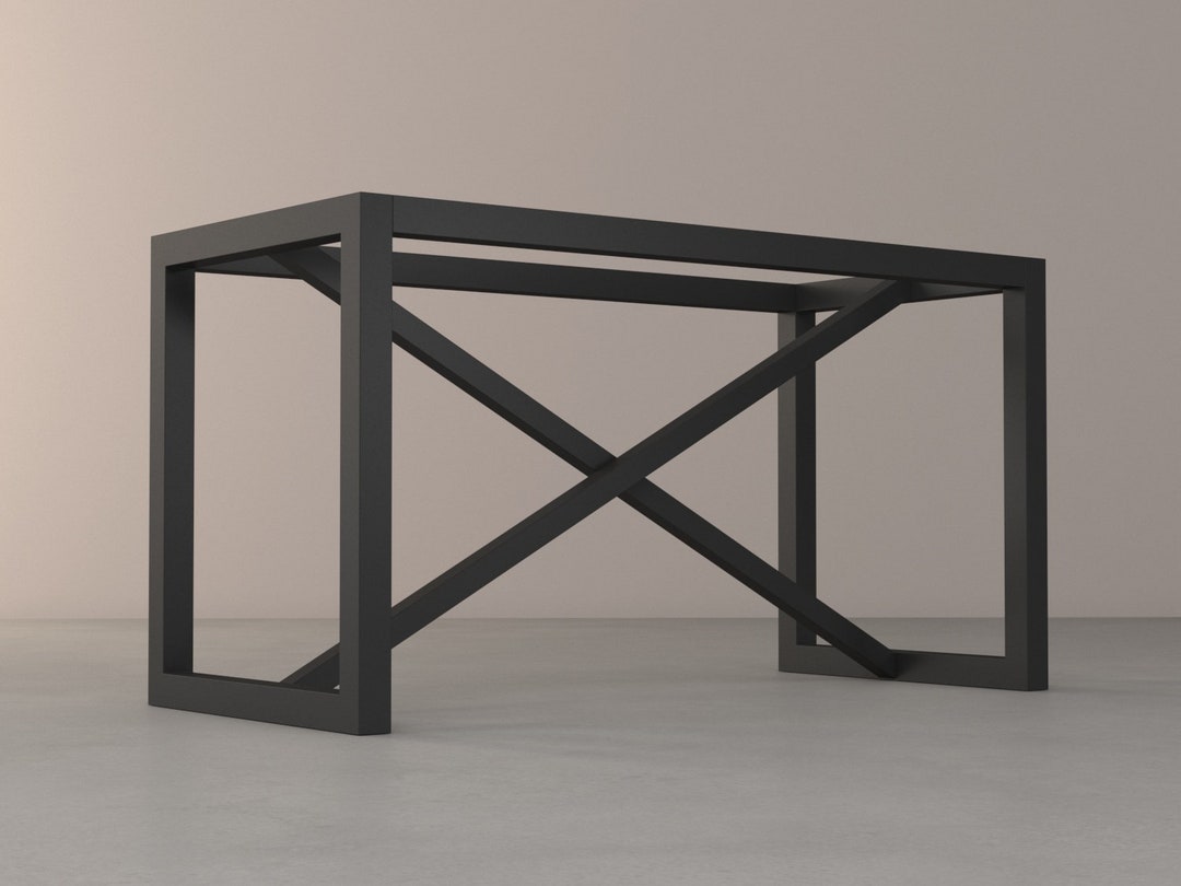 Metal Rustic Dining Table Base , 28h X 24w X 52 Table Base, Cross-x