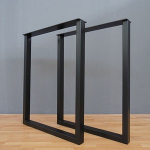 Metal Counter Table Legs, 35&quot; Counter High Frame Table Legs, 24” Base, Height 31” - 35” Set(2) | Primer Zinc Powder Coated