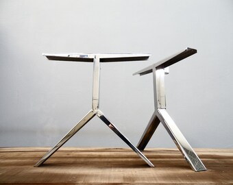 Modern  Stainless Steel Table Legs Set of 2, 28&quot; H X 28&quot; W  CATAL Dining Table Legs, Custom Sizes Available
