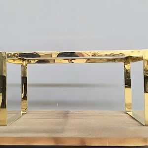 Gold Modern Dining Table Base, 28&quot;H X 28&quot;W x 52”L Flat Brass Table Base , Customizable Height 25”-30” | Customizable Sizes |Luxury Design