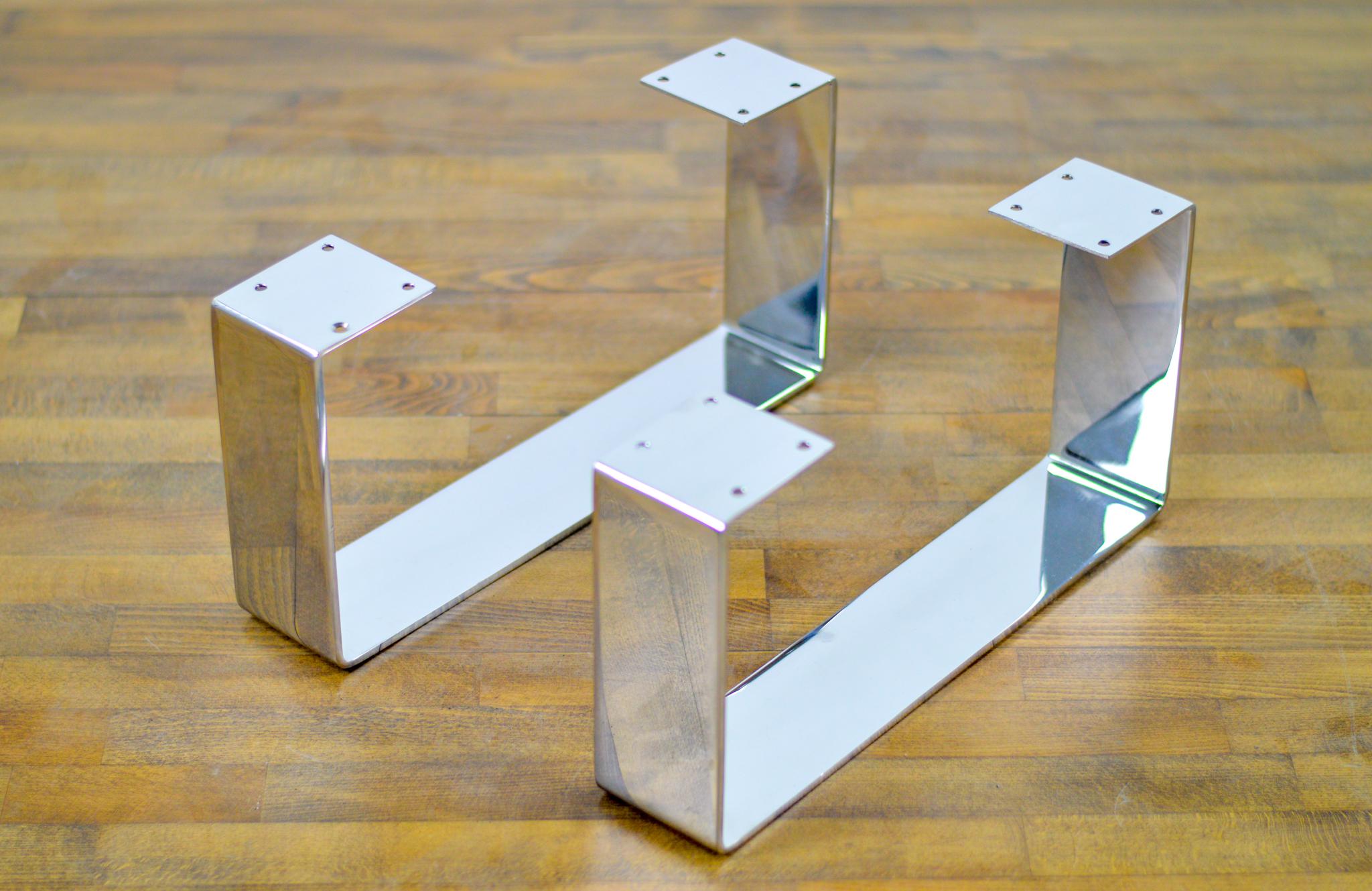 Stainless Steel U Shaped Sofa Legs , 12" Height Flat Table Legs,  Height 11" to 15" SET(2) - Design By Balasagun