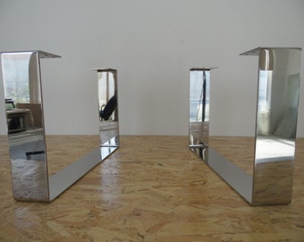 Stainless Steel U Shaped Sofa Legs , 4” to 9” height  wide Flat Table Legs,  SET(2)