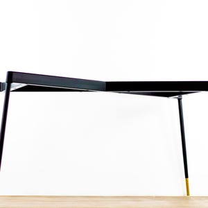 Modern Metal Dining Table Base , 28&quot; H x 28&quot; W x 72” L Table Base , CIRID , Steel Table Base with Brass Accent