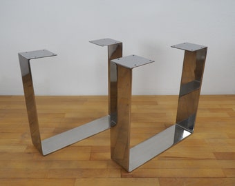 Stainless Steel Bench Legs ,  Flat Chrome Coffee Table Legs , Customizable Sizes , Set of 2