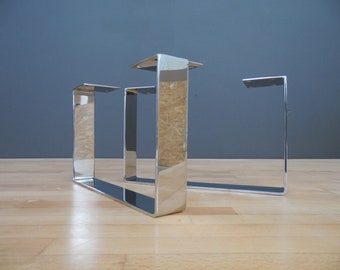 Stainless Steel | Sofa Legs | 8&quot; X 16&quot; Flat Table Legs,  Height 4&quot; To 10&quot; Set(2) | Design by Balasagun