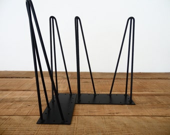 Bench Legs ,12” Metal Twin 3-Rod  Hairpin Table Legs, Height 6"-15"  Set(2)