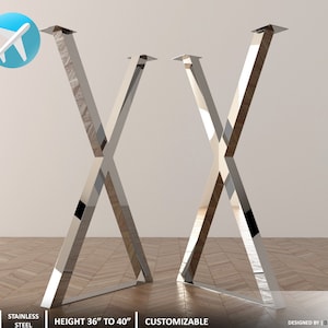 Bar Height Steel Table Legs , H 40&quot; | X-frame Table Legs| , 24&quot; Base Width,height 36&quot; to 40&quot; Set(2)