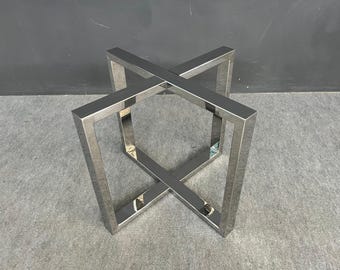 Handmade Stainless Steel Round Table Base | Modern Dining Table Legs (28” H x 35” Diameter)