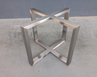 Handmade Stainless Steel Round Table Base | Modern Dining Table Legs (28” H x 35” Diameter)