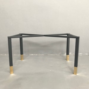 Modern Luxury Brass - Steel Table Base | Customizable Steel Dining Table Legs | 52” Wide Contemporary Post Legs