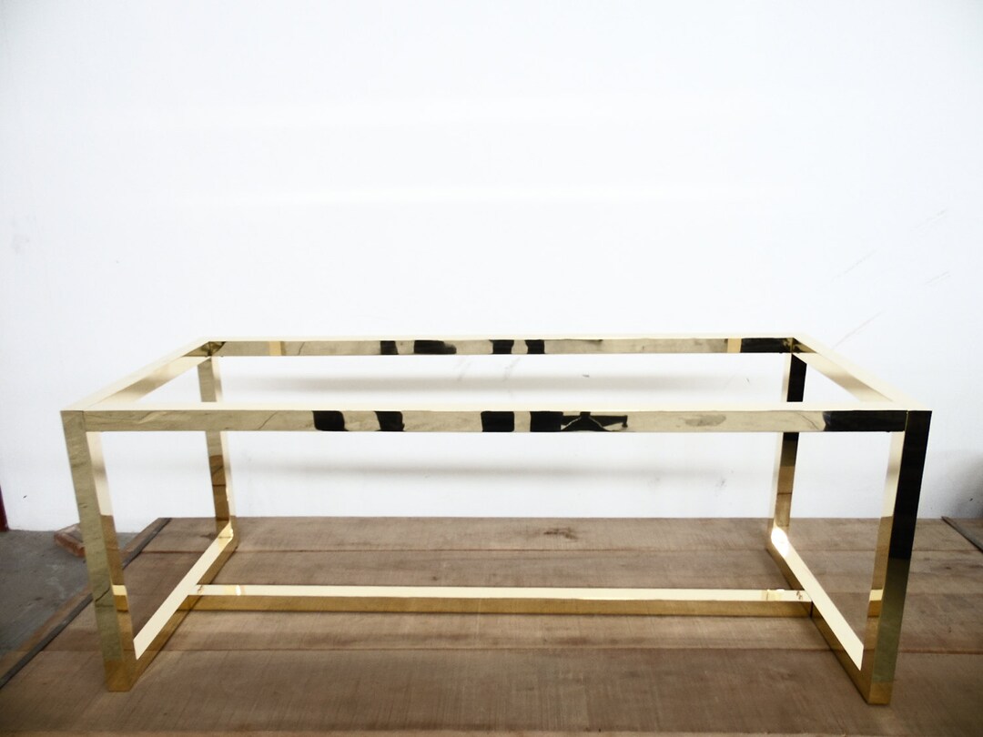 Brass Dining Table Base , 28 H X 28 W X 52 L Long Metal Table Base