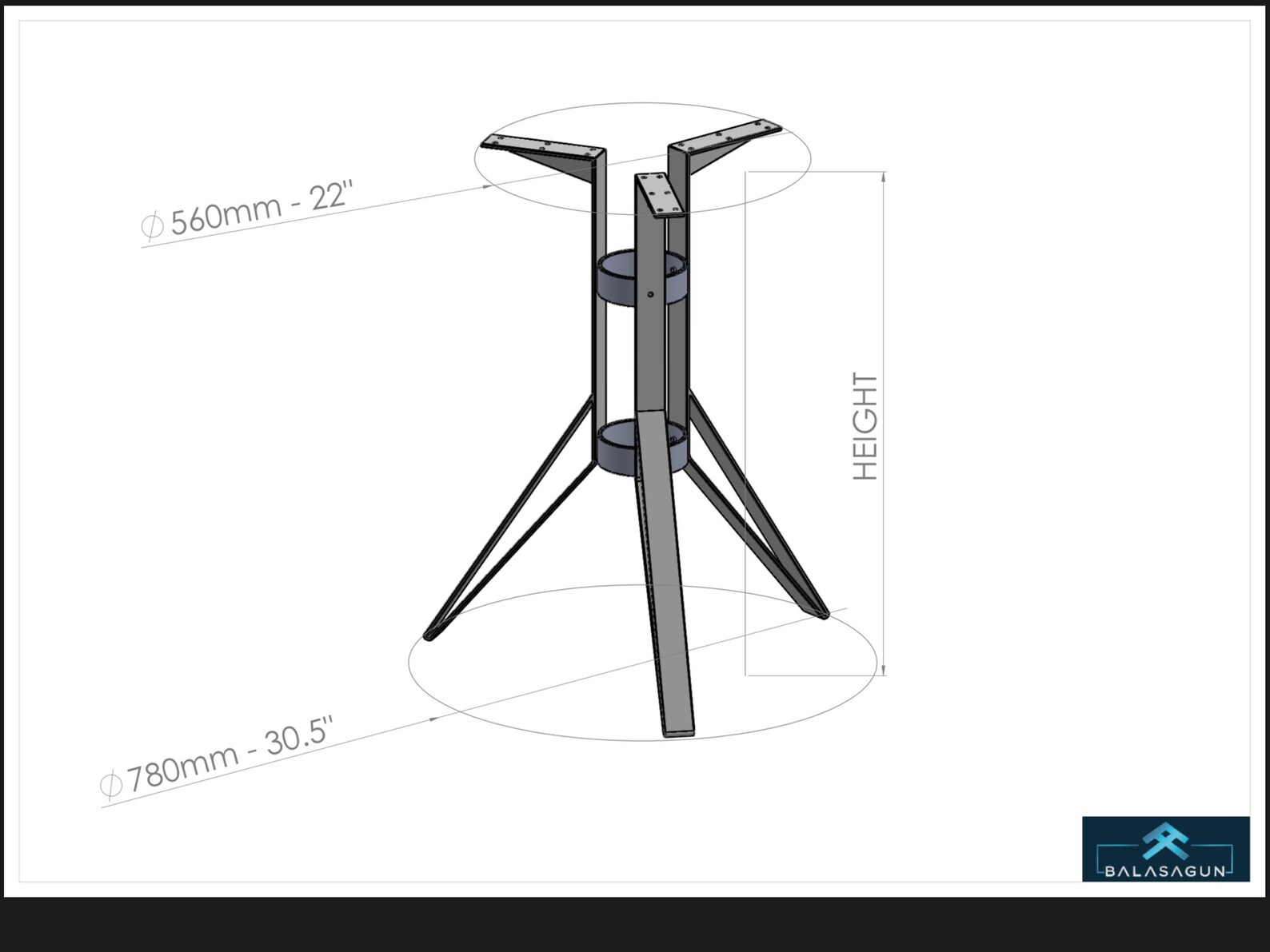 Counter Round Table Base 35 Bistro Table Legs Etsy