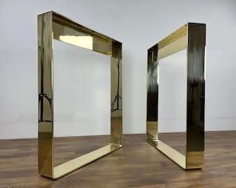 Patas de mesa planas de latón, patas de mesa de comedor de latón macizo, tamaños personalizables, juego de 2