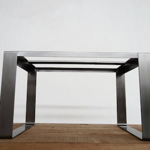Modern Stainless Steel Long Dining Table Base – 28&#39;&#39; H x 28&#39;&#39; W x 72&#39;&#39; L – Luxury Custom Furniture | Brushed or Polished Finish | Balasagun