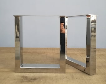 Stainless Steel Bench Legs, Chrome Coffee Table Legs, Customizable Sizes – Set of 2