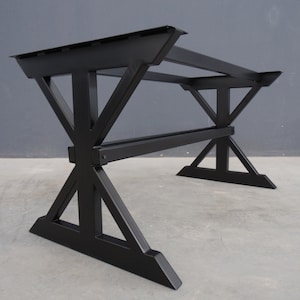 Industrial Trestle STURDY |Metal| Table Base | Steel &#39;&#39;CUSTOMIZABLE &#39;&#39; Farmhouse Table Legs | 28&quot;H x 28&quot; W x 52&quot; L | DesignByBalsagun