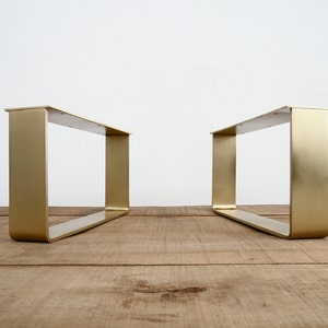 Brass Sofa Legs , 16&quot; H x 16&quot; W | Flat Brass Table Legs | Customizable Height 16&quot; - 20&quot; Set(2)