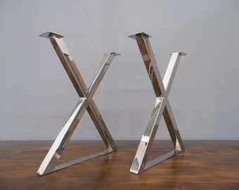 Metal COUNTER HEIGHT X STYLED  Table Legs | Stainless Steel Legs For Reclaimed Wood Table Tops