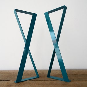 Modern Metal Dining Table Legs , 28 X-frame Flat Metal Legs, 15 Width, Height 25 To 30Set2 image 1