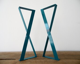 Modern Metal Dining Table Legs , 28" X-frame Flat Metal Legs, 15" Width, Height 25” To 30”Set(2)