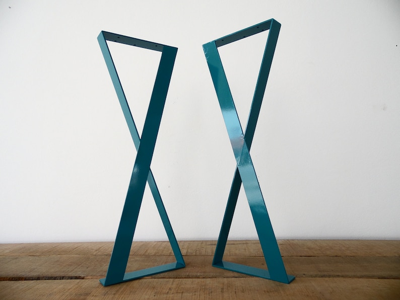 Modern Metal Dining Table Legs , 28 X-frame Flat Metal Legs, 15 Width, Height 25 To 30Set2 image 1