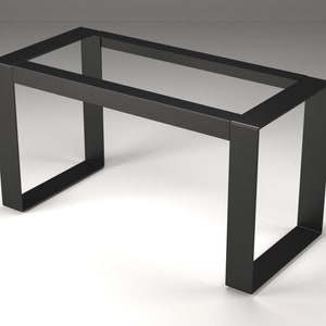Modern Metal Table Base for Marble Tops – 28” H x 24” W x 52” L | Flat Steel Rectangular Dining Table Legs – Custom Height & Finish