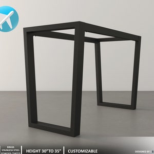 Base de mesa de metal, base de mesa de mostrador, 35" alto x 24" ancho x 52" largo, base de mesa con marco trapezoidal