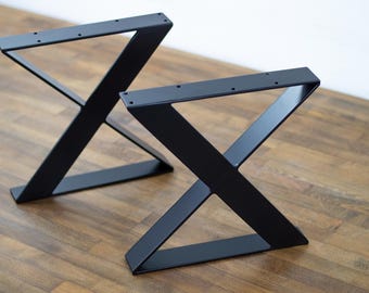 Moderne platte stalen X-Frame bankpoten, hoogte: 12-16" (set van 2)