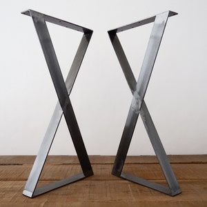 Modern Metal Dining Table Legs , 28 X-frame Flat Metal Legs, 15 Width, Height 25 To 30Set2 image 5