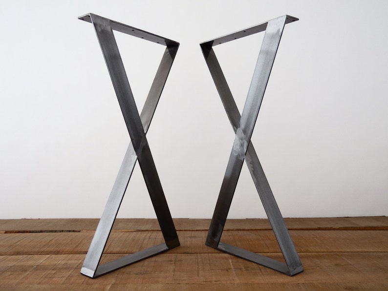 Modern Metal Dining Table Legs , 28 X-frame Flat Metal Legs, 15 Width, Height 25 To 30Set2 image 5