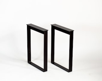 Flat Steel Table Legs , 28" Wide , 26"-30" Height , Customizable Sizes , Set of 2