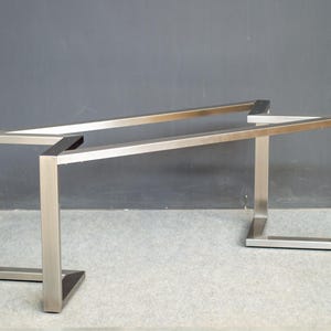 Stainless Steel Bracket Table Base – Heavy Duty Frame for Glass,Marble and Wood Tops – 28" W 72” L - Outdoor Table Base